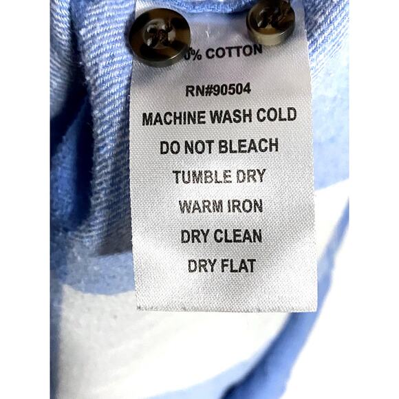 VSTR Blue White Plaid Checks Button Pocket Shirt Mens M Preppy Casual Coastal - Picture 5 of 5